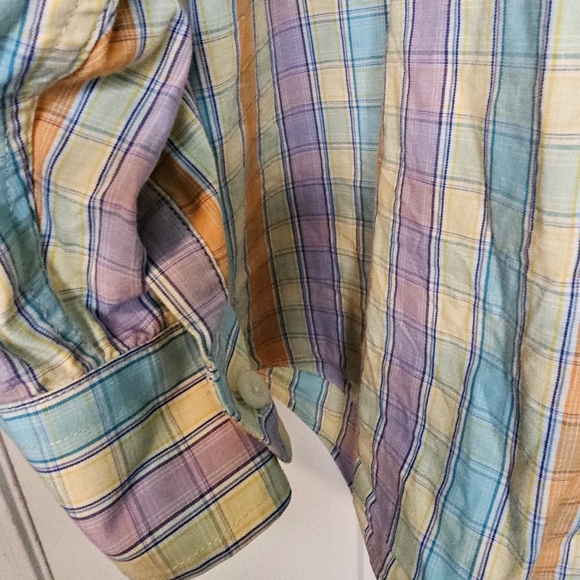Alan Flusser Pastel Plaid Men's Shirt Men's Size XL - Picture 6 of 11
